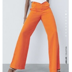 Zara Orange High Waist Trousers